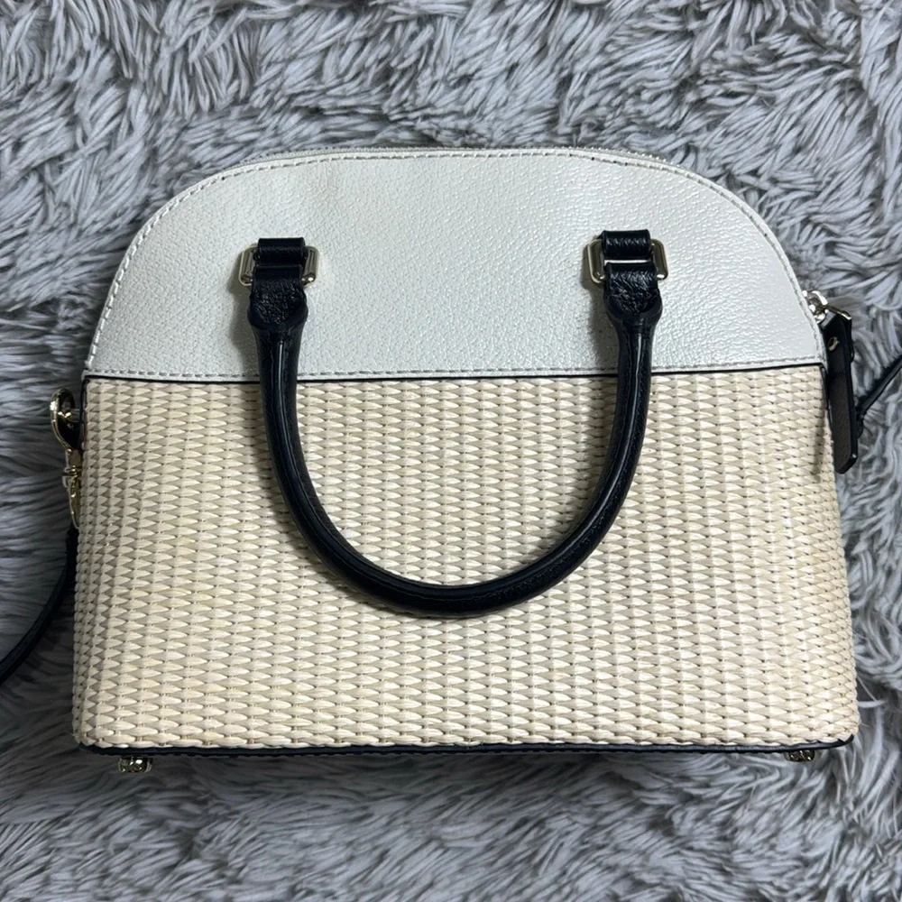 Kate Spade Grove Street mini Straw Carli satchel in beige